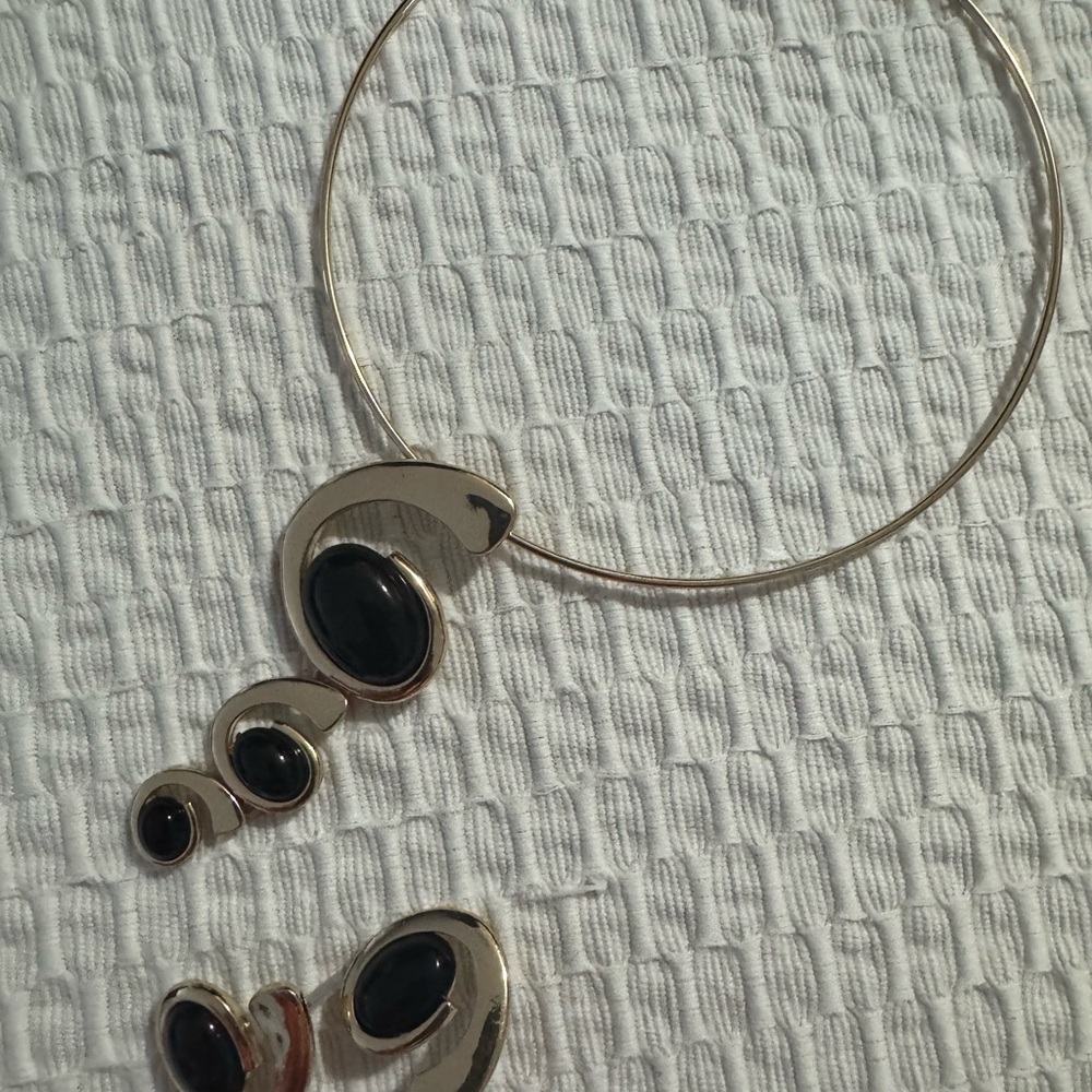 Gold and Black Pendant Necklace